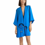 Blue Hand-Embroidered Jacket – “Faces of Grace”